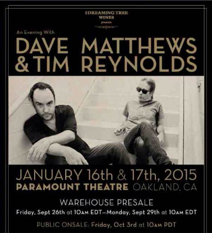 Dave Matthews and Tim Reynolds Announce Two Shows