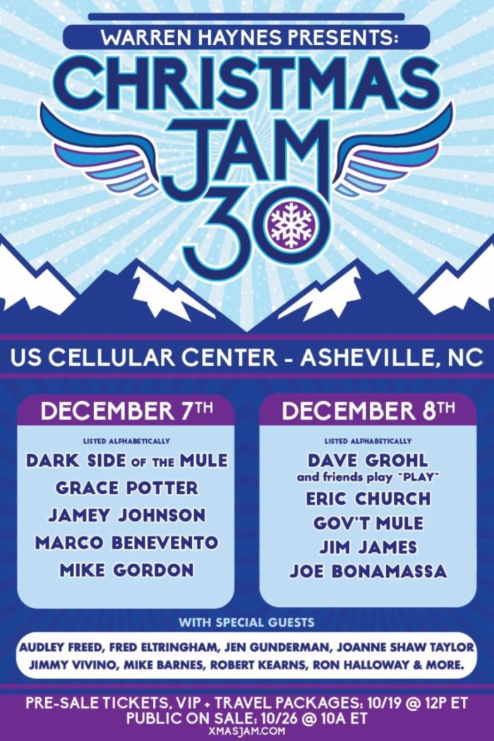 Dave Grohl and Friends, Mike Gordon, Jamey Johnson, Jim James, Grace Potter and Gov’t Mule Slated for Christmas Jam 30