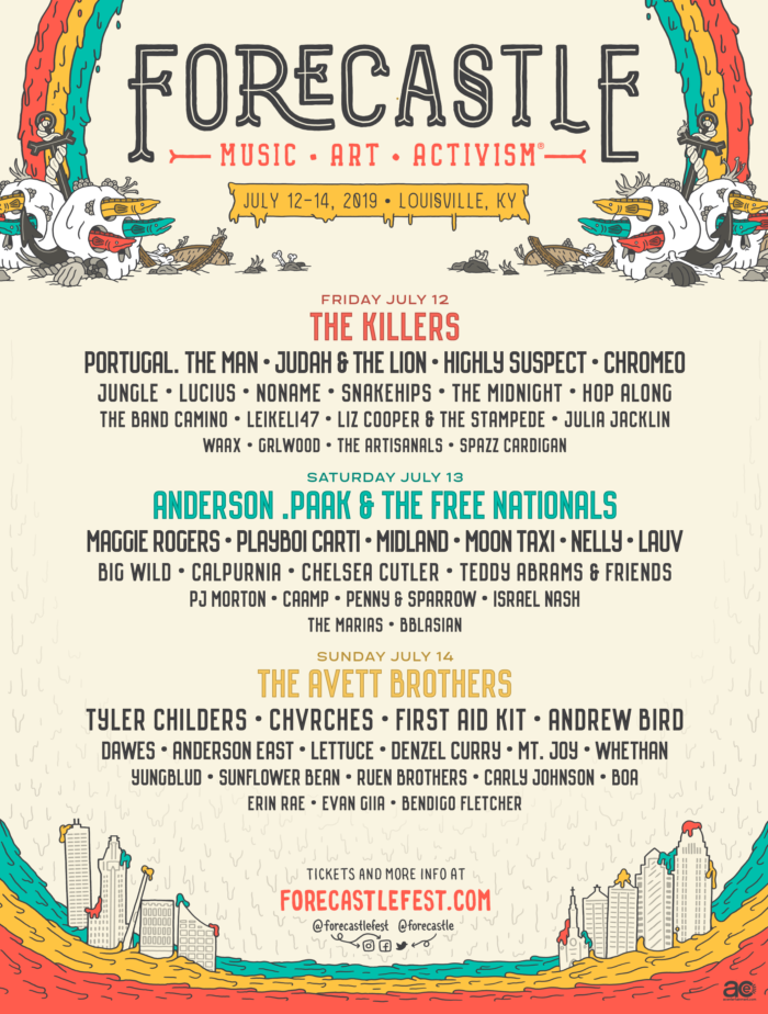 Forecastle Festival Reveals 2019 Lineup with Headliners The Avett Brothers, The Killers, Anderson .Paak
