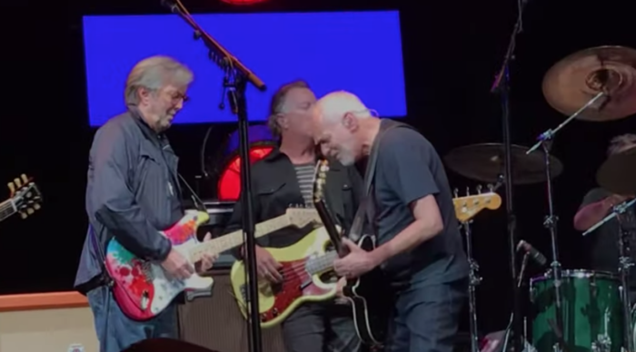 Watch Eric Clapton and Peter Frampton Team Up for “While My Guitar Gently Weeps” at Crossroads Guitar Festival