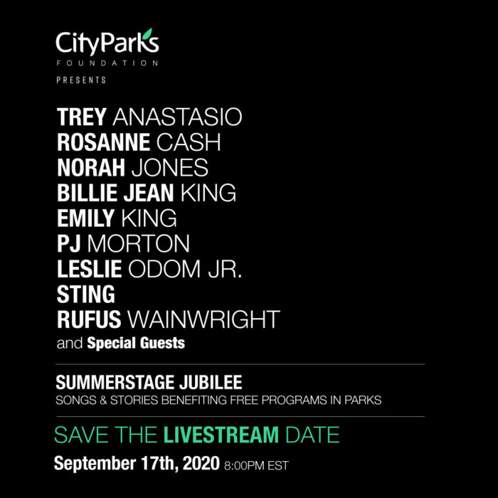 Trey Anastasio, Sting, Norah Jones, Rosanne Cash and More to Perform for SummerStage Jubilee Benefit Livestream