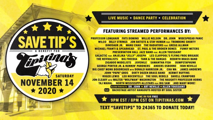 “Save Tip’s” Livestream Benefit to Feature Rare Performances by Professor Longhair, Fats Domino, Widespread Panic and More