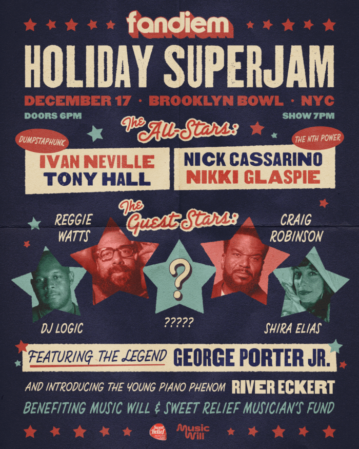 Reggie Watts, Craig Robinson, George Porter Jr.  and DJ Logic Among Guests to Join Ivan Neville, Tony Hall and Nikki Glaspie at Fandiem’s Holiday Superjam
