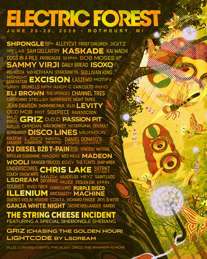 Electric Forest Unveils 2026 Initial Artist Lineup: The String Cheese Incident (with Shpongle), Daniel Donato’s Cosmic Country, GRiZ, Eggy, underscores and More