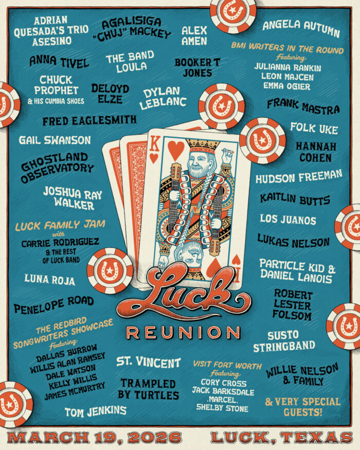 Willie Nelson’s Luck Reunion Unveils 2026 Lineup: Lukas Nelson, St. Vincent, Booker T. Jones, Trampled by Turtles, Robert Lester Folsom and More