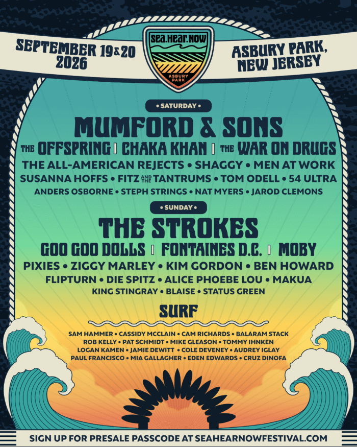 Sea.Hear.Now Festival Announces 2026 Lineup: Mumford & Sons, The Strokes, The War on Drugs, Chaka Khan and More