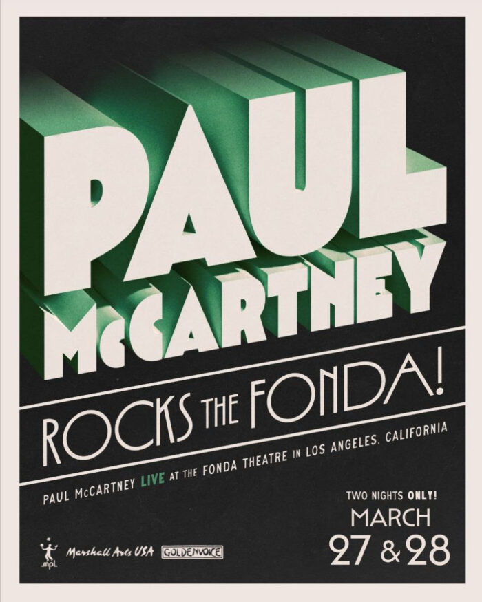 Paul McCartney Books Two Intimate Nights at The Fonda Theatre in Los Angeles