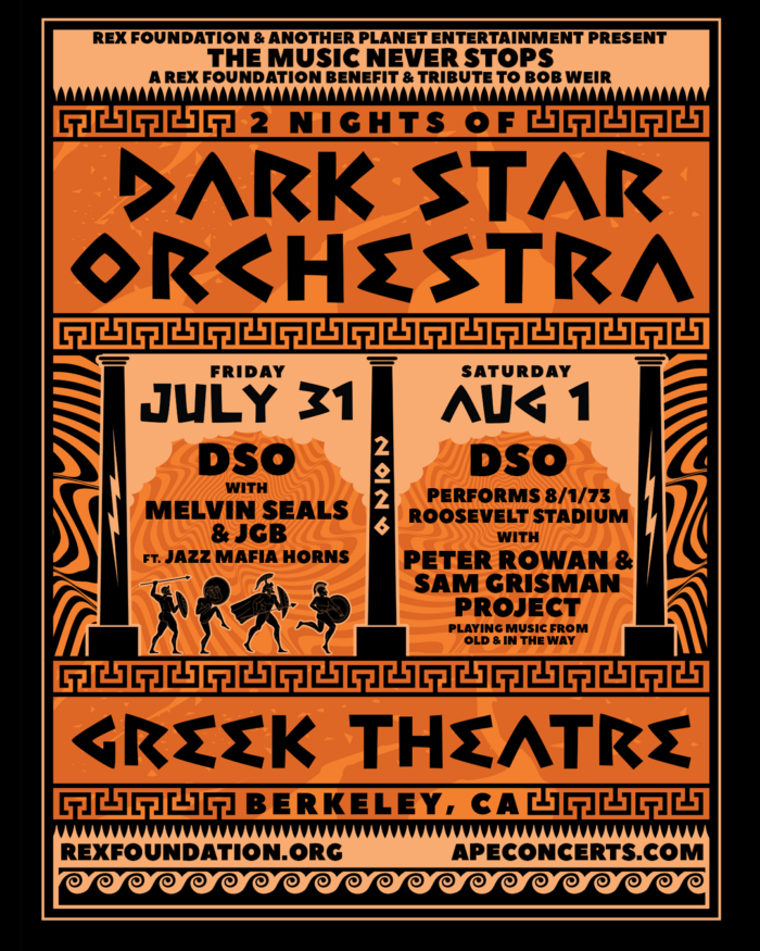 Rex Foundation Details The Music Never Stops/A Tribute to Bob Weir Benefit Concert Featuring Dark Star Orchestra, Melvin Seals & JGB, Peter Rowan with Sam Grisman Project and More 