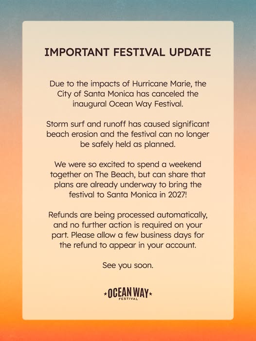 Ocean Way Festival Canceled Due to Severe Beach Erosion